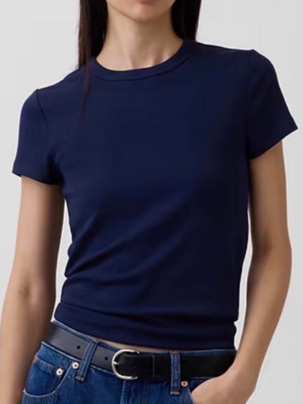 Like 🆕 Gap organic cotton Vintagesoft crew cropped navy short sleeve t-shirt